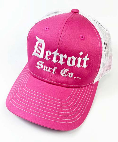 Embroidered Trucker Cap Pink/White