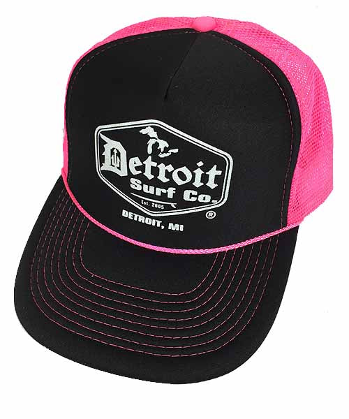 Neon Trucker Hats with Retro Surf Logo