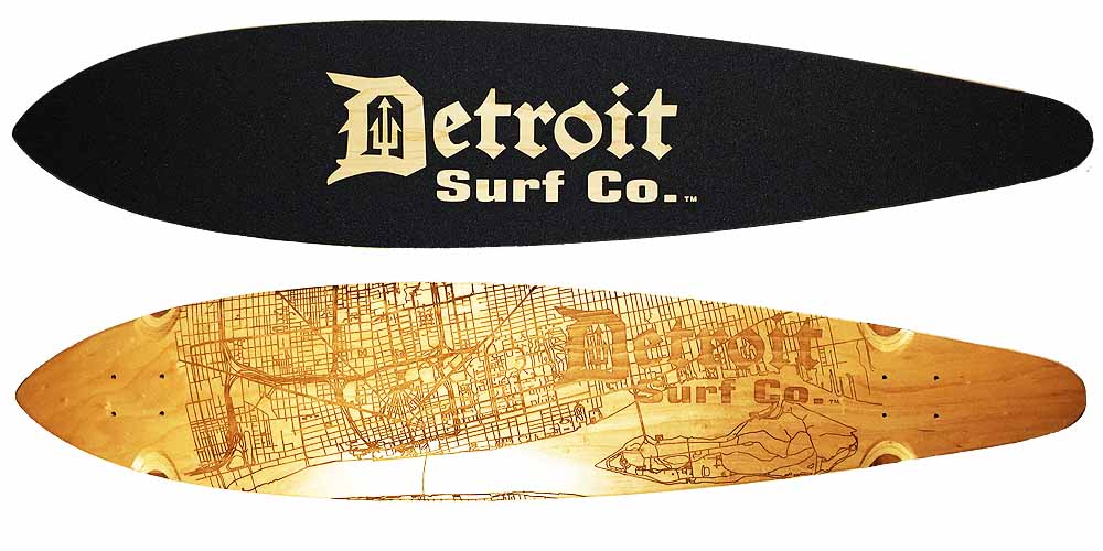 Detroit Street Map Pintail Longboard Deck (Deck Only)