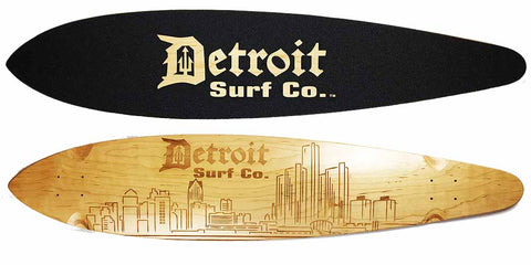Detroit City Skyline Pintail Longboard Deck (Deck Only)
